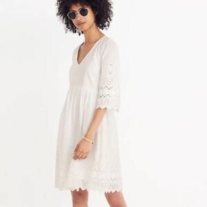 NWOT Madewell White Eyelet Lattice Dress Size 0